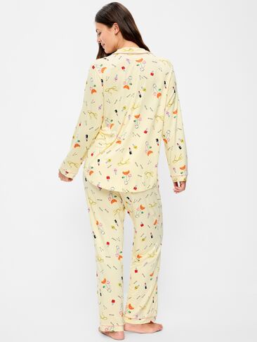 Old Navy Sunday Sleep Knit Jersey Pant Set - Yellow Print in Kuwait