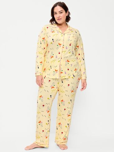 Old Navy Sunday Sleep Knit Jersey Pant Set - Yellow Print in Kuwait