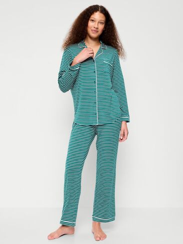Old Navy Sunday Sleep Knit Jersey Pant Set - Green Stripe in Kuwait