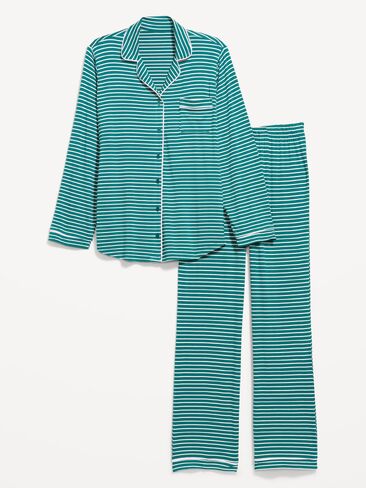 Old Navy Sunday Sleep Knit Jersey Pant Set - Green Stripe in Kuwait