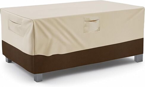 Vailge Veranda Rectangular/Oval Patio Table Cover, Heavy Duty and Waterproof Outdoor Lawn Patio Furniture Covers, Large Beige & Brown in Saudi Arabia