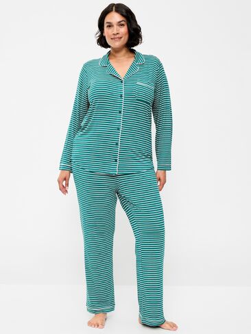 Old Navy Sunday Sleep Knit Jersey Pant Set - Green Stripe in Kuwait