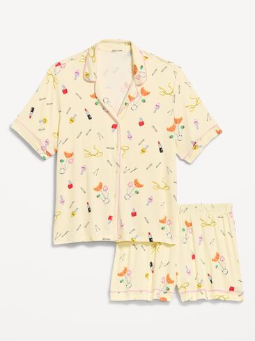Old Navy Sunday Sleep Knit Jersey Short Set - Yellow Print in Kuwait