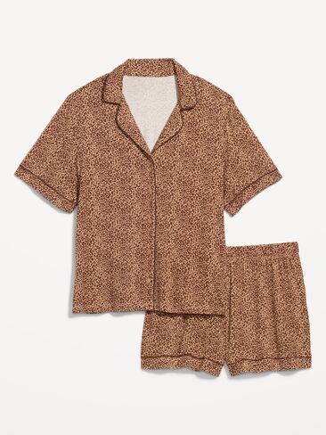 Old Navy Sunday Sleep Knit Jersey Short Set - Leopard in Kuwait