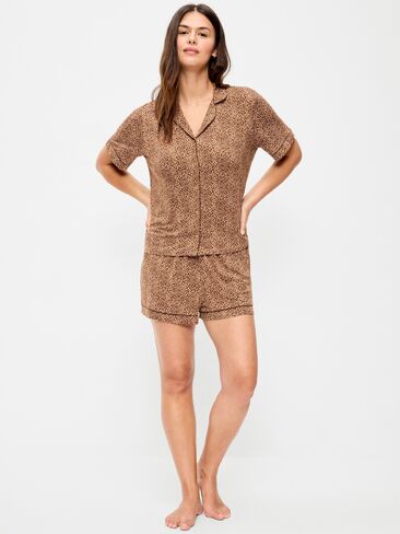 Old Navy Sunday Sleep Knit Jersey Short Set - Leopard in Kuwait
