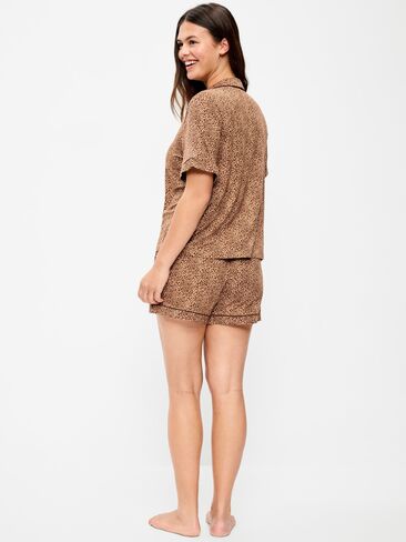 Old Navy Sunday Sleep Knit Jersey Short Set - Leopard in Kuwait