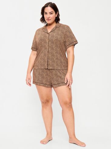 Old Navy Sunday Sleep Knit Jersey Short Set - Leopard in Kuwait