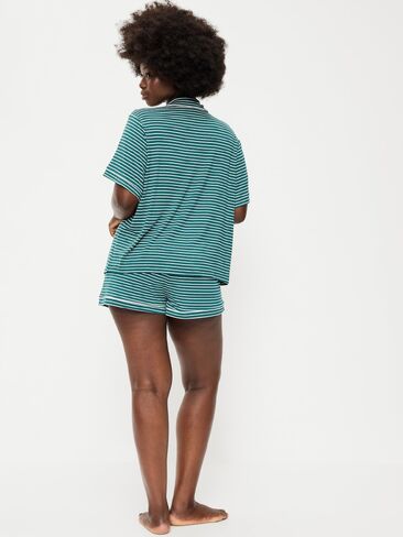 Old Navy Sunday Sleep Knit Jersey Short Set - Green Stripe in Kuwait
