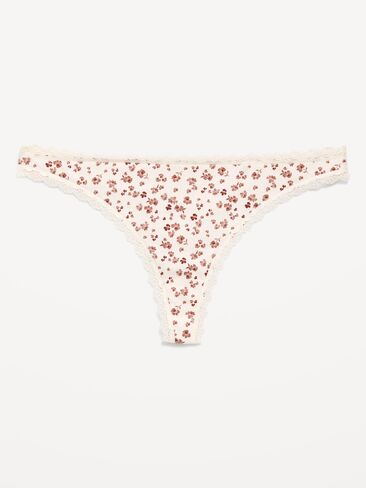 Old Navy Mid-Rise Everday Cotton Thong - Light Blue Floral in Kuwait