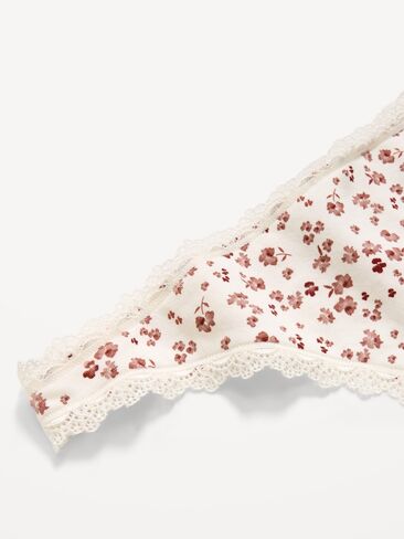 Old Navy Mid-Rise Everday Cotton Thong - Light Blue Floral in Kuwait