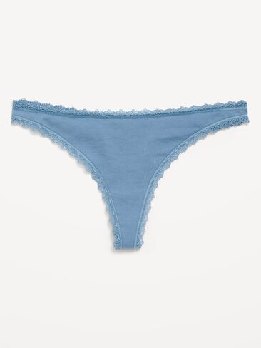 Old Navy Mid-Rise Everday Cotton Thong - Naturalist Blue in Kuwait