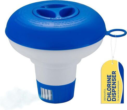 Floating Chlorine Dispenser for Pools Fits 3" Tablets - Pool Chlorine Floater with Adjustable Flow Vents Balanced Chemical Dispenser [3 Tablet Capacity] 7" Diameter Floater in Saudi Arabia
