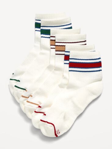 Old Navy Athletic Quarter Crew Sock 3-Pack for Women - Red Stripes in Kuwait
