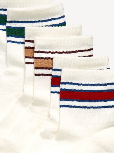 Old Navy Athletic Quarter Crew Sock 3-Pack for Women - Red Stripes in Kuwait