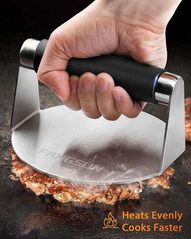 FANGSUN Burger Smasher, Burger Press for Griddle, Grill Press Kit for Flat Top Grill Cooking, 5.5 Inch Stainless Steel Hamburger Smasher with Bottle Opener, Square Smashed Burger Press in Saudi Arabia