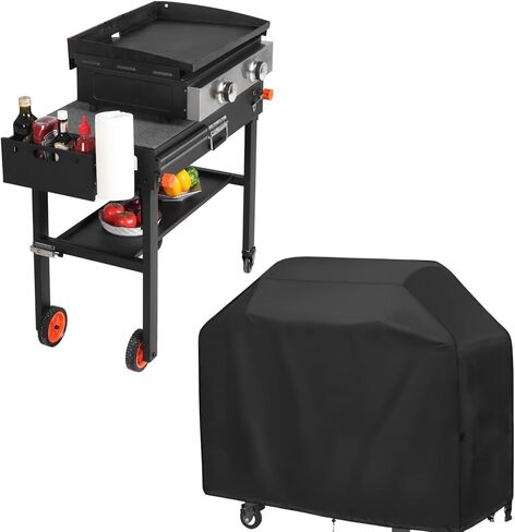 JiRiCHMi Universal Griddle Stand Portable Grill Table - Bbq Prep Table With Wheels And Seasoning Tray,Designed To Fit Tabletop Blackstone Griddle & Outdoor Pizza Oven Table,Folds Flat Quickly in Saudi Arabia
