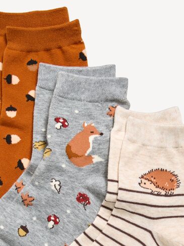Old Navy Novelty Quarter Crew Socks 3-Pack for Women - Fox in Kuwait
