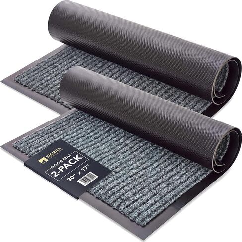 Sierra Concepts Front Door Mat Welcome Mats 2-Pack - Indoor Outdoor Entryway Mats for Shoe Scraper, Ideal for Inside Outside Home High Traffic Area, Battleship Gray 30 Inch x 17 Inch in Saudi Arabia
