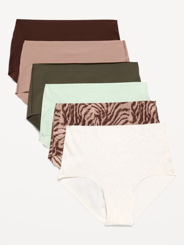 Old Navy High-Waisted No-Show Brief Underwear 6-Pack - Zebra in Kuwait