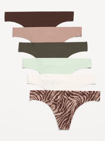 Old Navy Low-Rise No-Show Thong Underwear 6-Pack - Zebra in Kuwait