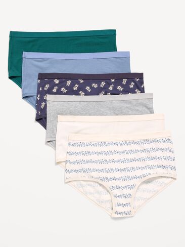 Old Navy High-Waisted Everyday Brief Cotton Underwear 6-Pack - Nightfall in Kuwait