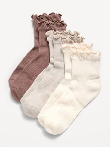 Old Navy Ruffled Athletic Socks 3-Pack - Browns in Kuwait