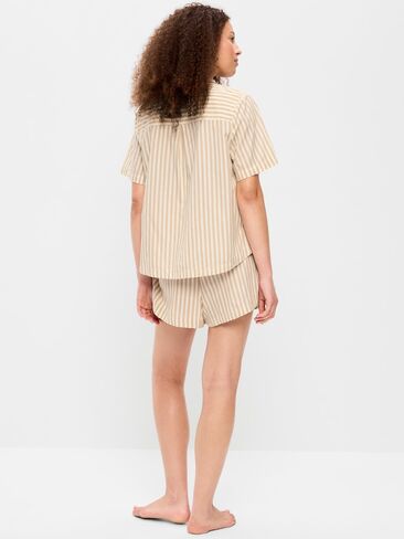 Old Navy Poplin Pajama Short Set - Neutral Stripe in Kuwait