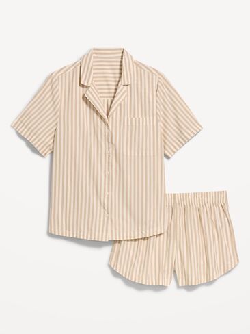 Old Navy Poplin Pajama Short Set - Neutral Stripe in Kuwait