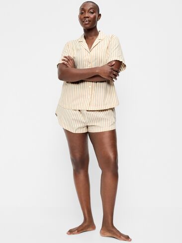 Old Navy Poplin Pajama Short Set - Neutral Stripe in Kuwait