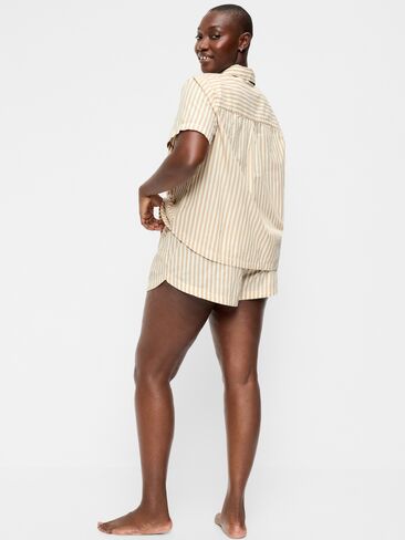 Old Navy Poplin Pajama Short Set - Neutral Stripe in Kuwait