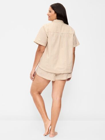 Old Navy Poplin Pajama Short Set - Neutral Stripe in Kuwait