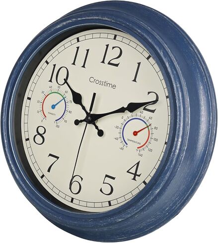 12 Inch Indoor Outdoor Clock Waterproof with Thermometer Retro Wall Clocks for Patio Pool Garden Home,Bronze in Saudi Arabia