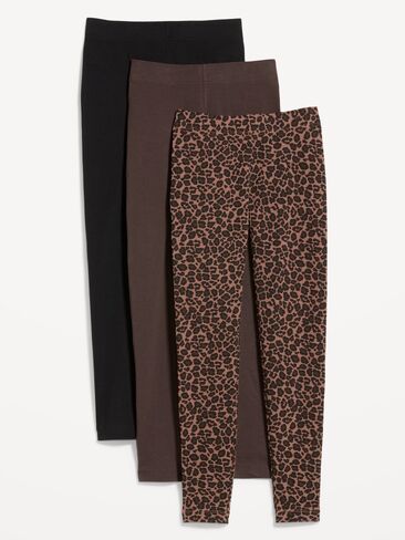 Old Navy High-Waisted Fashion Layering Leggings 3-Pack - Cheetah Brown in Kuwait