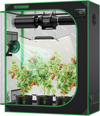 VIVOSUN S448 4x4 خيمة النمو، 48 بوصة × 48 بوصة × 80 بوصة مايلر عاكس للغاية مع نافذة مراقبة وصينية أرضية للنباتات المائية الداخلية لـ VS4000/VSF4300 in Kuwait
