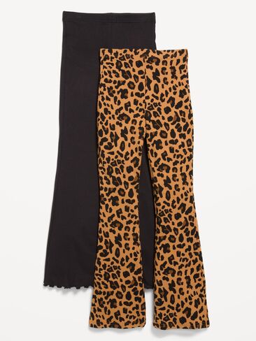 Old Navy Full-Length Flared Leggings 2-Pack for Girls - Brown Leopard in Kuwait