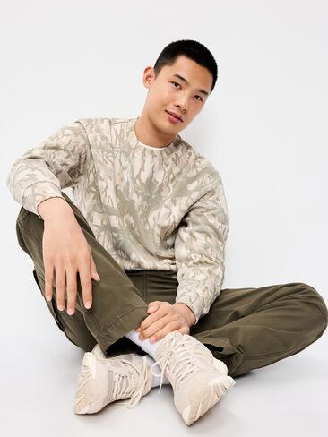 Old Navy Loose Printed Rotation Crew-Neck Sweatshirt - Khaki Camouflage in Kuwait
