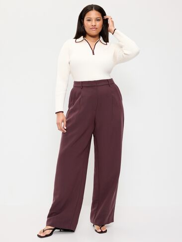 Old Navy Extra High-Waisted Taylor Wide-Leg Trouser Pants - Plum Wine in Kuwait
