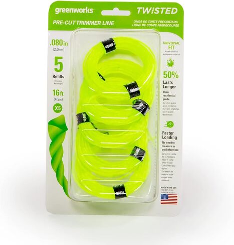 Greenworks 0.080" 5-Pack Pre-Cut Twisted String Trimmer Line in Saudi Arabia