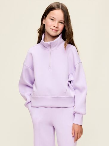 Old Navy Bounce Fleece Half-Zip Pullover Sweatshirt for Girls - Dusky Lavender in Kuwait