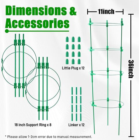 Adjustable Tomato Plant Support Cages 36 inches Garden Cucumber Trellis, Stake with 4 Adjustable Support Rings for Vegetables，Flowers，Fruit，Rose Vine Climbing Plants （4 Pack ）… in Saudi Arabia