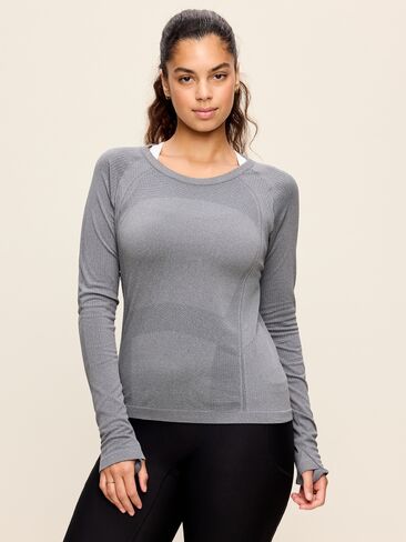 Old Navy Fluid Seamless Fitted Top - LS SEAMLESS BA:MEDGRYHE in Kuwait