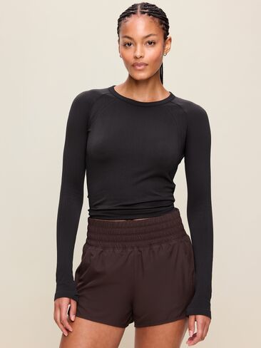 Old Navy Fluid Seamless Fitted Top - LS SEAMLESS BA:BLKJK666 in Kuwait