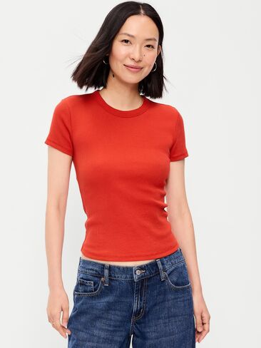 Old Navy Snug Crop T-Shirt - Deep Rose in Kuwait