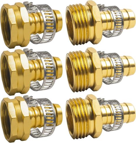 Hourleey Garden Hose Repair Connector with Clamps, Fit for 3/4" or 5/8" Garden Hose Fitting, 2 Set in Saudi Arabia