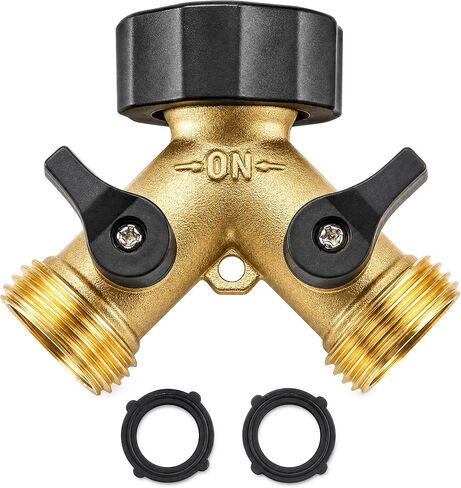 Xiny Tool Hose Splitter, Garden Hose Splitter Heavy Duty 2 Way, Solid Brass Water Hose Y Splitter 2 Valves with 2 Extra Rubber Washers in Saudi Arabia