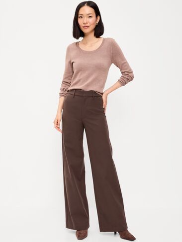 Old Navy High-Waisted Pixie Super Wide-Leg Pants - Black Coffee in Kuwait