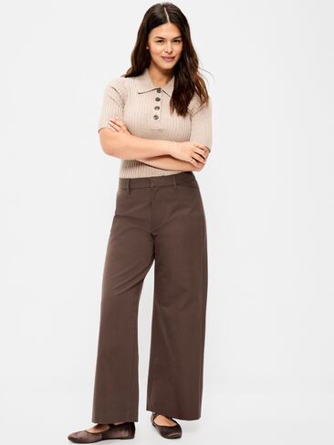 Old Navy High-Waisted Pixie Super Wide-Leg Pants - Black Coffee in Kuwait