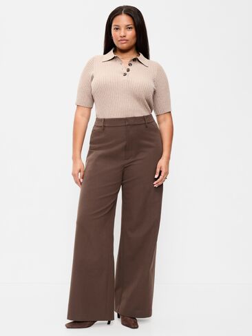 Old Navy High-Waisted Pixie Super Wide-Leg Pants - Black Coffee in Kuwait