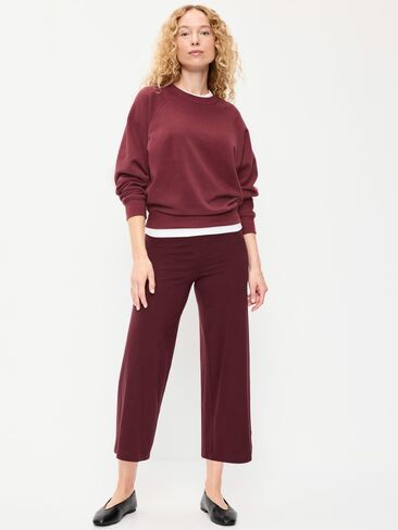 Old Navy High-Waisted Fashion Wide-Leg Cropped Leggings - Red Raisin in Kuwait
