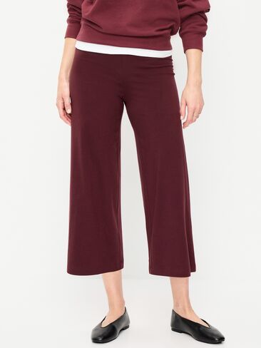 Old Navy High-Waisted Fashion Wide-Leg Cropped Leggings - Red Raisin in Kuwait
